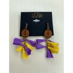 nOIr Purple and Yellow Football Earrings 5/20